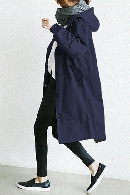 Waterdichte trenchcoat met capuchon voor vrouwen