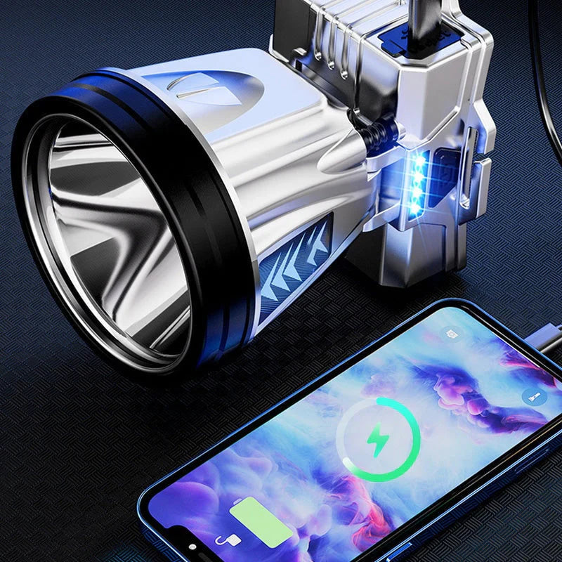 Avelena | Breitstrahlende LED-Stirnlampe mit Powerbank-Funktion und USB-Ladeanschluss