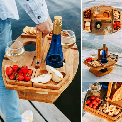 Avelena | Tragbarer Holz Picknick Wein Tisch