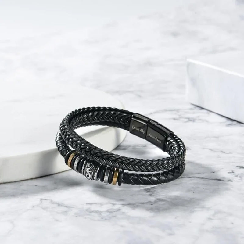 Avelena | für Meinen Sohn Armband – Klassisches Geflochtenes Lederarmband mit Graviertem Text, Magnetverschluss aus Edelstahl – Perfektes Geschenk für Männer