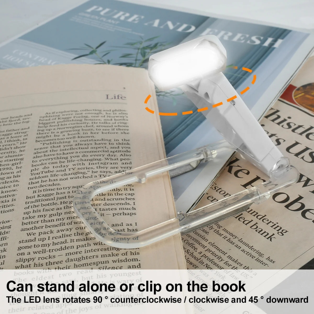 Avelena | Buchleselampen - Verstellbare LED Clip-On wiederaufladbare Buchlampe, USB-betrieben für das Lesen im Bett, am besten für Bücherwürmer und Kinder