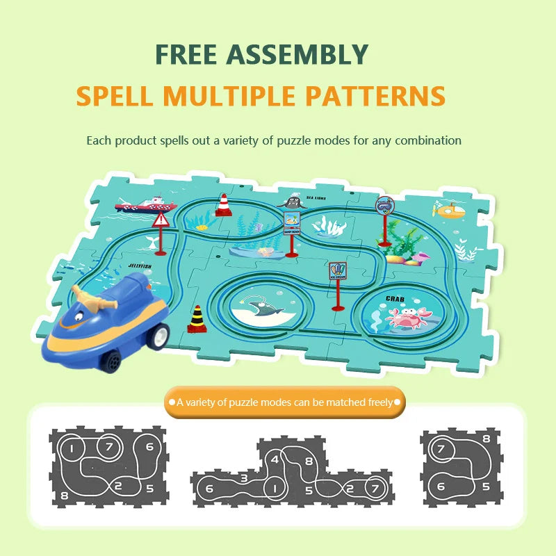 Avelena | Kinder Bildungs-Puzzle Spur Auto Spielset