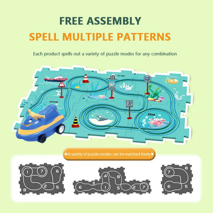 Avelena | Kinder Bildungs-Puzzle Spur Auto Spielset