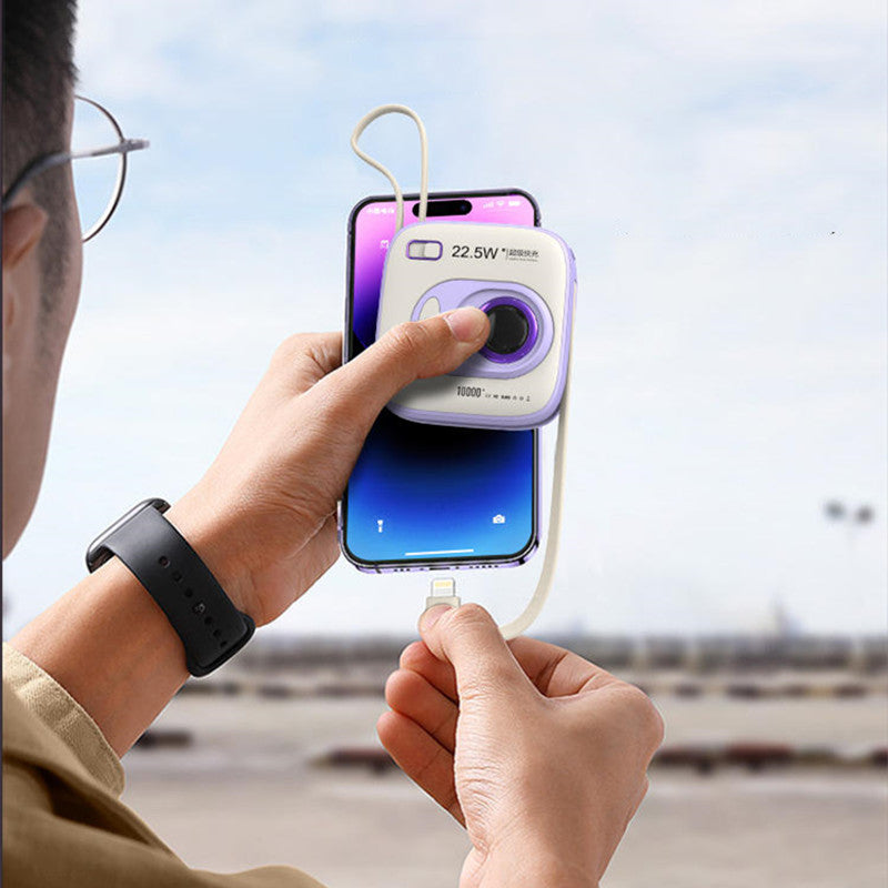 Avelena | Dual Fast Charge Digital Display Slim 10000mAh Tragbare Powerbank mit integrierten Kabeln