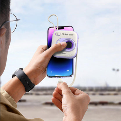 Avelena | Dual Fast Charge Digital Display Slim 10000mAh Tragbare Powerbank mit integrierten Kabeln