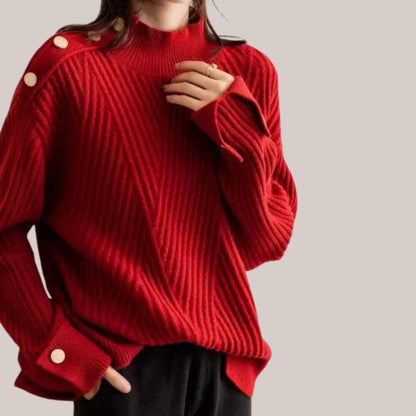 Avelena | Gemütlicher Rollkragenpullover mit Knopfakzenten