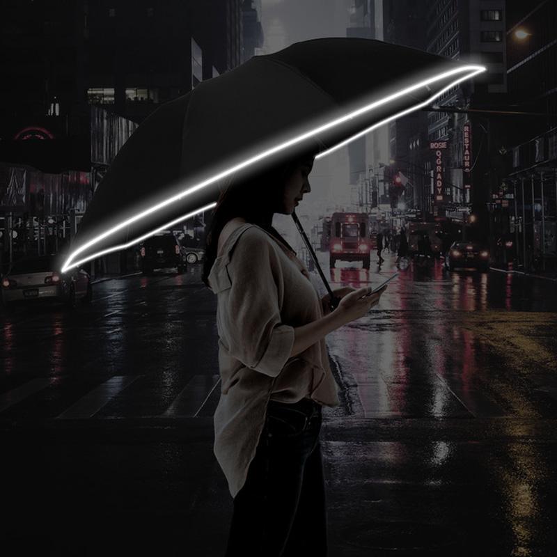 Avelena | Automatische Zusammenklappbare Regenschirm mit Reflektierendem Streifen