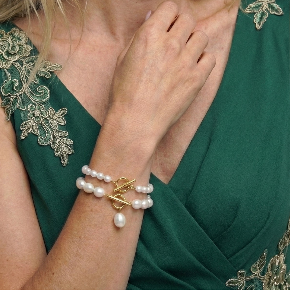 Damen Perlenarmband mit Knebelverschluss und Anhänger | Shop Nory