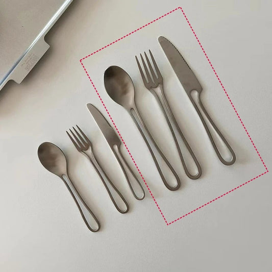 Avelena | Outline Edelstahl Besteck Set – Modernes Design mit Hohlgriffen – 3-teilig für Dinner & Dessert