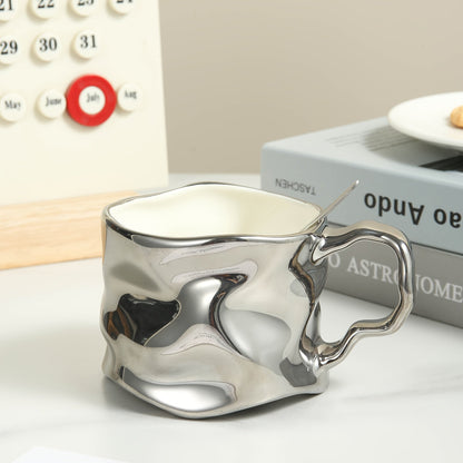 Avelena | CreArt Becher – Handgemachter Keramikkaffeebecher mit einzigartigem zerknittertem Design