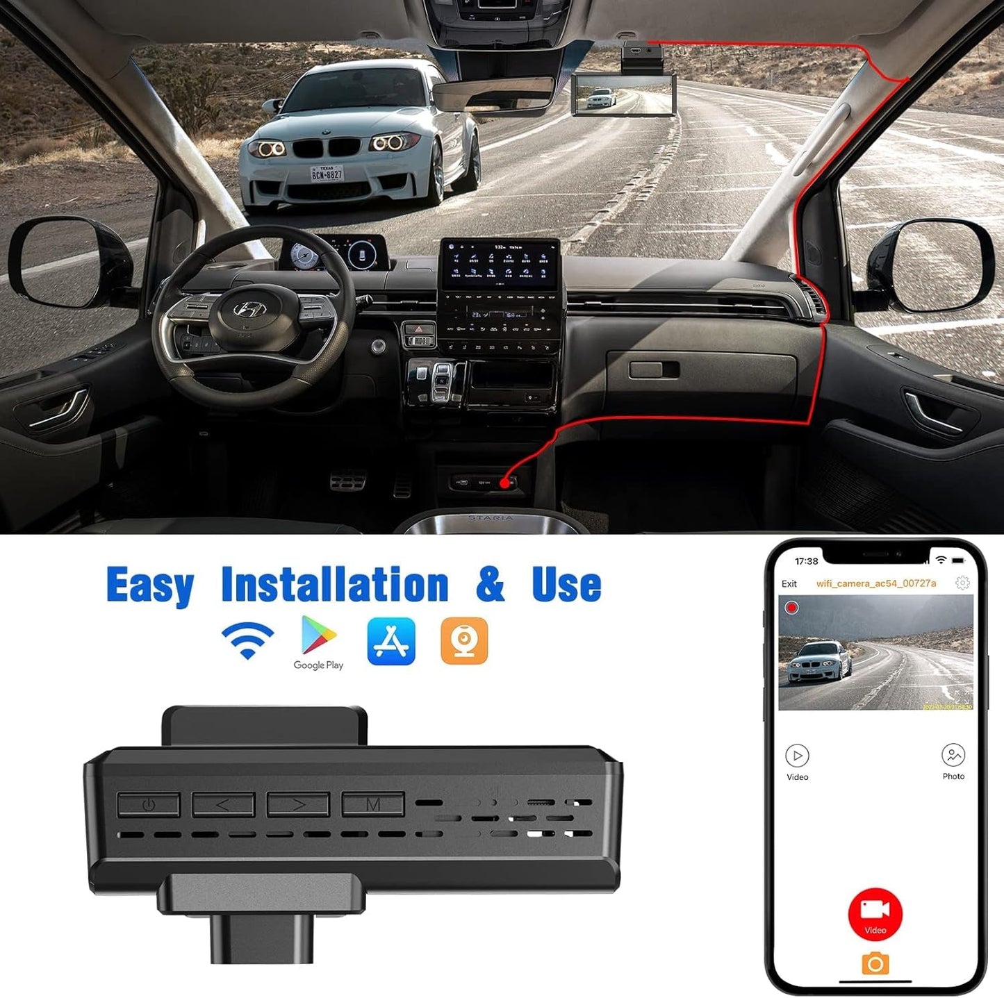 Avelena | 2K Front Dash Cam Mit Eingebautem Wifi - Qhd 1440P Mit Super Nachmodus, G-Sensor, 24-Stunden Parkmodus, 170° Weitwinkel, Loop-Aufnahme