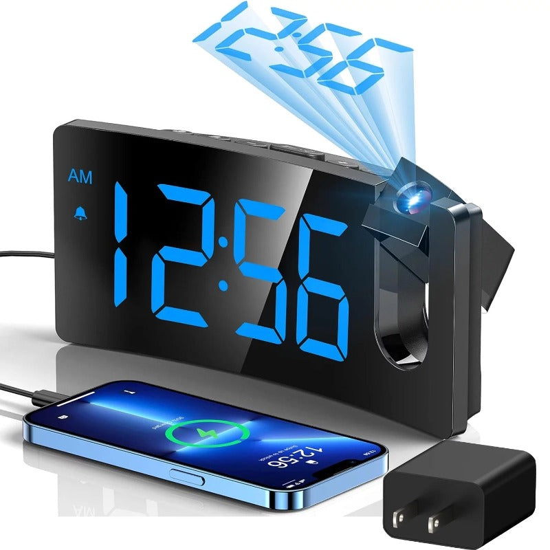 Avelena | Projektor Wecker Mit 180° Rotierbarem Projektor, 3-Stufen Helligkeit, Progressiver Lautstärke & Usb Ladegerät