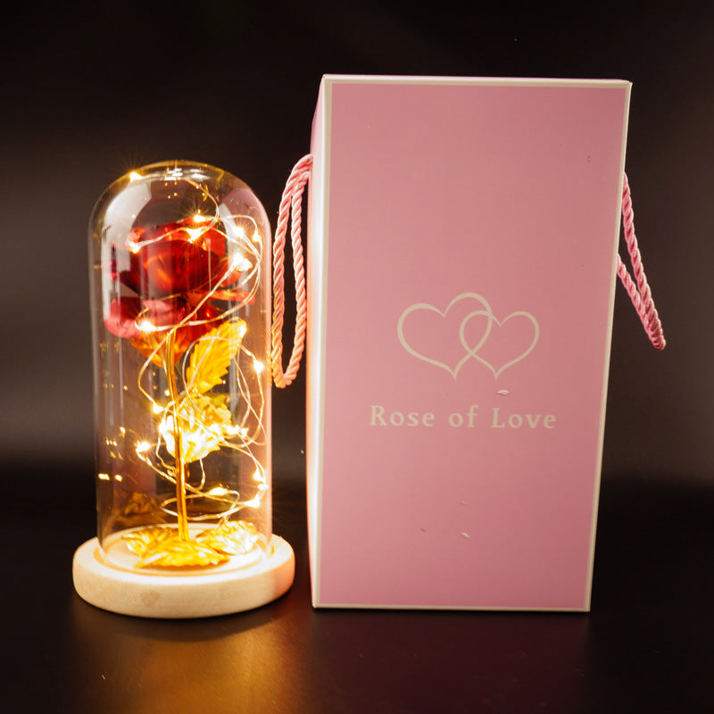 Avelena | Bewahrte Blumen Glasdeckel Goldfolie Rose