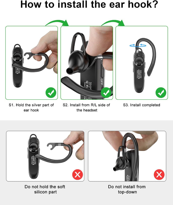 Avelena | Bluetooth Ohrstöpsel V5.0 Drahtloses Headset Mit Mikrofon, 24 Stunden Sprechzeit
