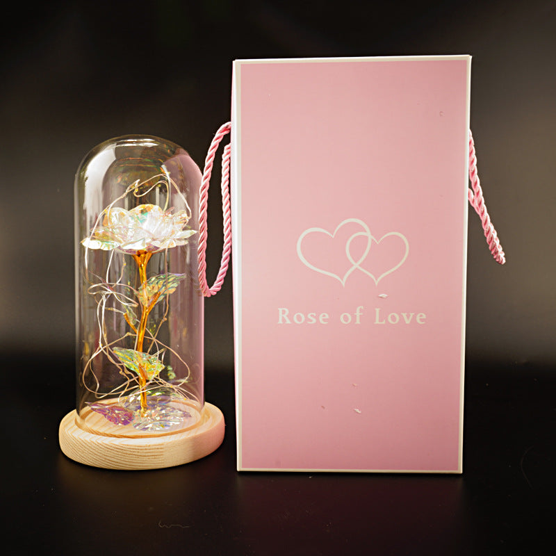 Avelena | Bewahrte Blumen Glasdeckel Goldfolie Rose