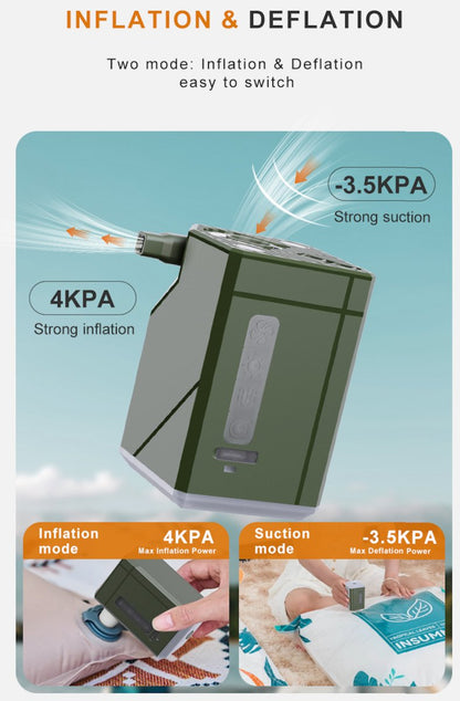 Avelena | 5 In 1-Luftpumpe Inflatable Luftpumpe mit Licht, Deflation, Ventilator und Powerbank