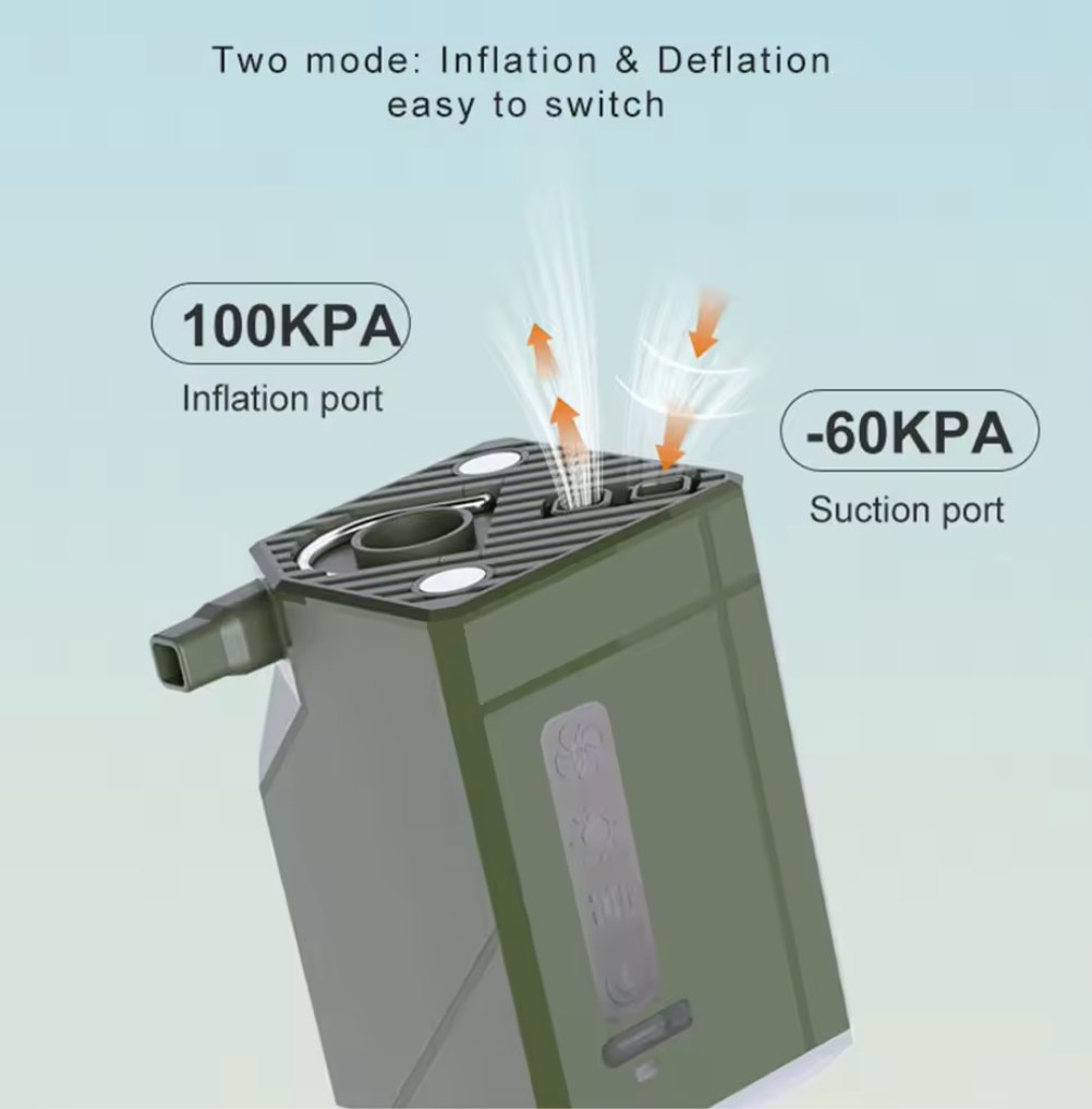 Avelena | 5 In 1-Luftpumpe Inflatable Luftpumpe mit Licht, Deflation, Ventilator und Powerbank