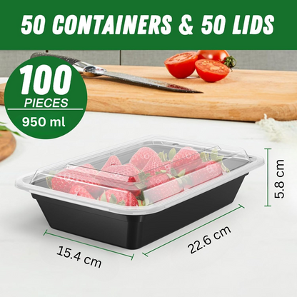Avelena | 50-Pack wiederverwendbare Meal Prep Behälter mit Deckel, auslaufsicher
