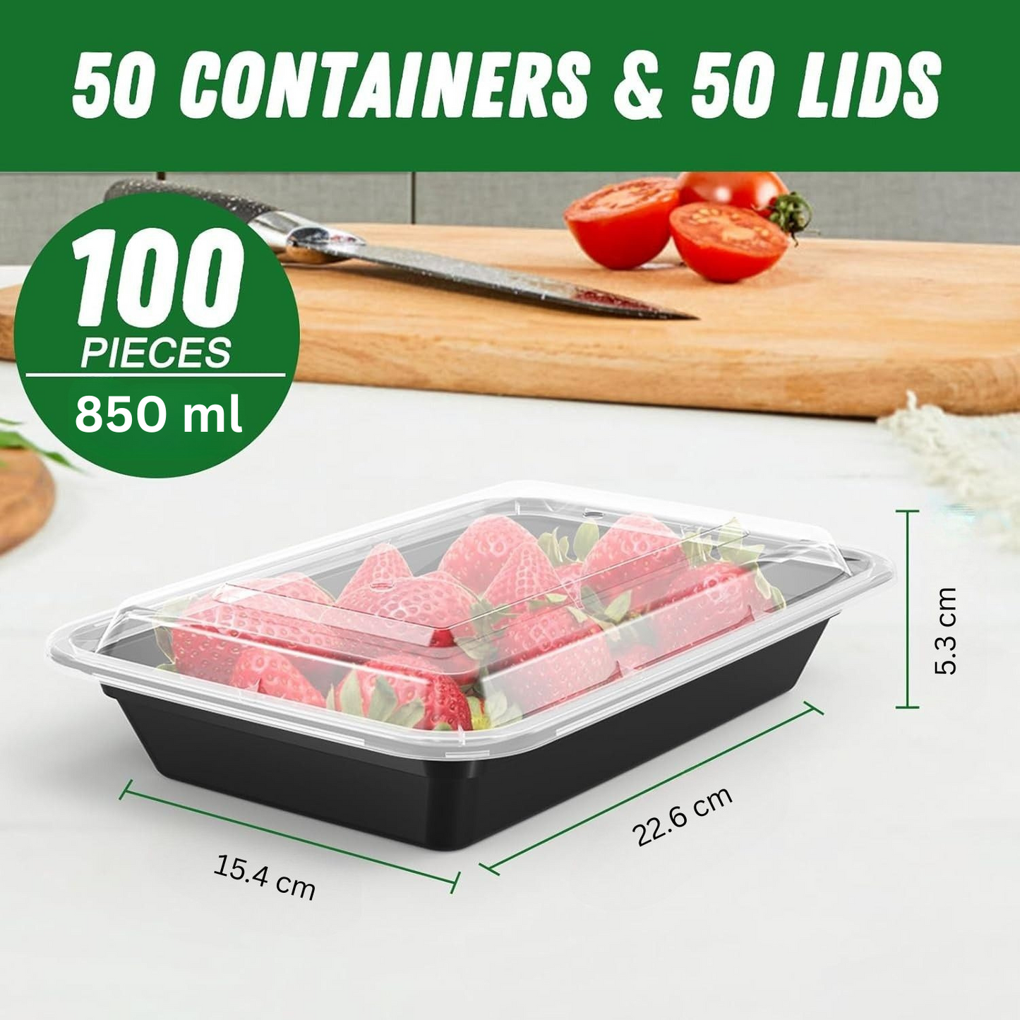 Avelena | 50-Pack wiederverwendbare Meal Prep Behälter mit Deckel, auslaufsicher