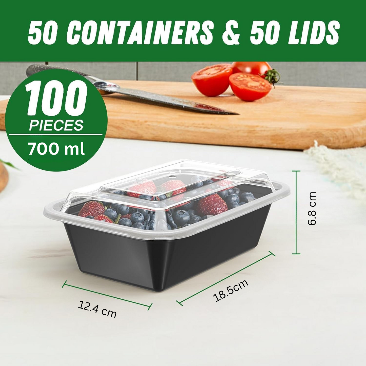 Avelena | 50-Pack wiederverwendbare Meal Prep Behälter mit Deckel, auslaufsicher