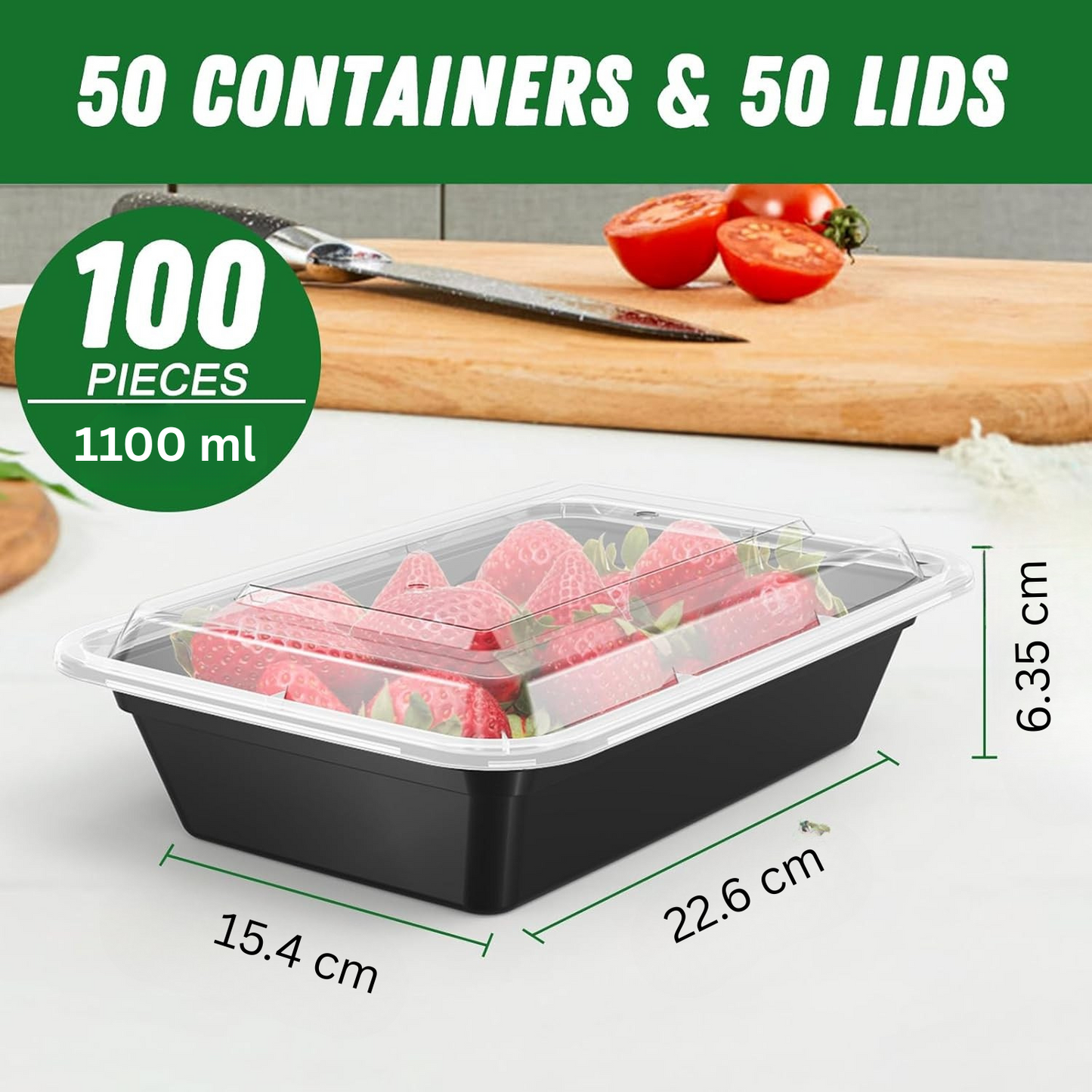 Avelena | 50-Pack wiederverwendbare Meal Prep Behälter mit Deckel, auslaufsicher