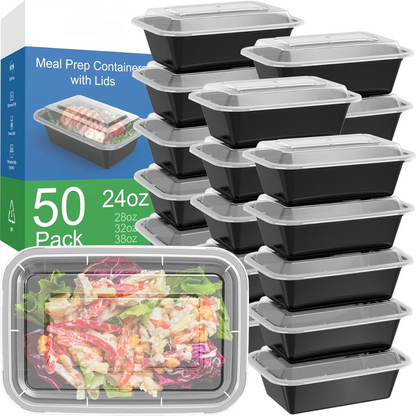 Avelena | 50-Pack wiederverwendbare Meal Prep Behälter mit Deckel, auslaufsicher