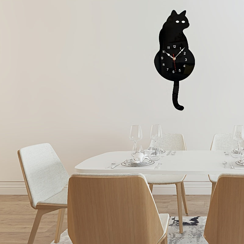 Avelena | Uhr Stil Schwingenschwanz Katze Wanddekoration
