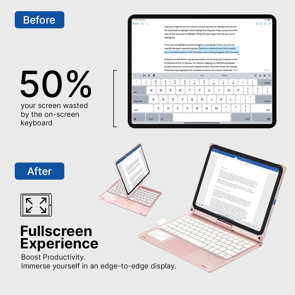 Avelena | Drahtloses Keyboard-Case für iPad - Rotierendes Design