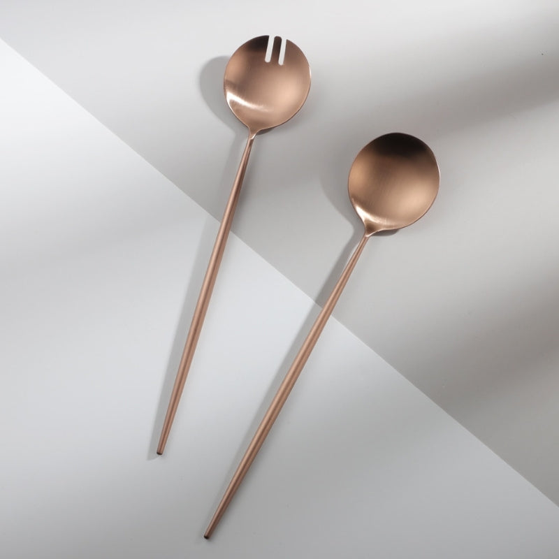 Avelena | Rosen-Gold Salatbesteck und Servierutensilien Set