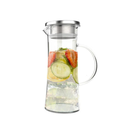 Avelena | 50oz hitzebeständiger Glaskrug mit Edelstahlfilter Auslaufdeckel