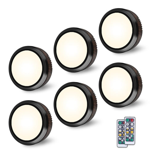 Avelena | Leastyle Fernbedienung Led Puck Licht, dimmbar batteriebetrieben Unterbauleuchte - 6er Pack Naturweiß