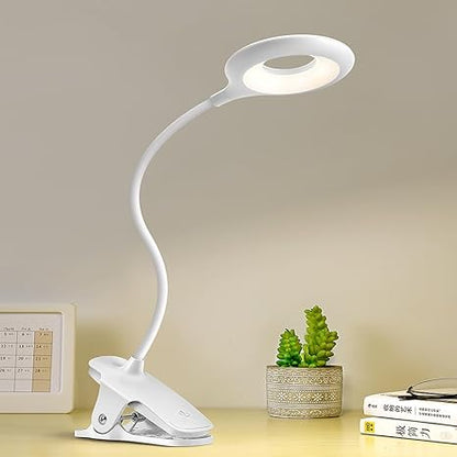 Avelena | Wiederaufladbare LED Tischlampe mit Clip – Einstellbare Schreibtischleuchte für Homeoffice und Studium
