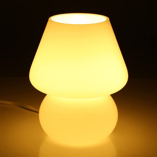 Avelena | Pilzlampe, Glas-Pilz-Nachttischlampen Translucente Murano Vintage Stil Gestreifte Kleine Nachttisch Desklampe Wirbellicht für Wohnkultur, Esszimmer, Wohnzimmer, Schlafzimmer, Geschenk