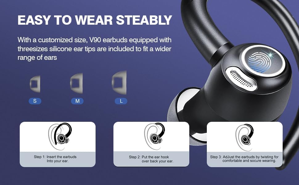 Avelena | Drahtlose Bluetooth 5.3 Sport-Ohrhörer mit Geräuschreduzierung und 48H Wiedergabe – Zeyora