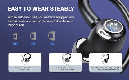 Avelena | Drahtlose Bluetooth 5.3 Sport-Ohrhörer mit Geräuschreduzierung und 48H Wiedergabe – Zeyora