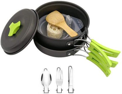 Avelena | Dzrzvd Camping Kochgeschirr Mess Kit Ausrüstung, Rucksack Zubehör Ausrüstung Töpfe Und Pfannen Set Mit Netzaufbewahrungstasche Für Reisen, Picknick