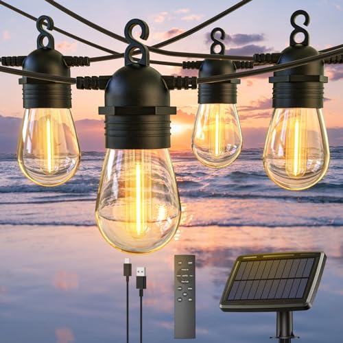 Avelena | 52FT Solar Lichterkette für den Außenbereich mit Fernbedienung, Warmweiß