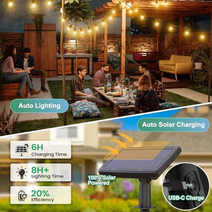 Avelena | 52FT Solar Lichterkette für den Außenbereich mit Fernbedienung, Warmweiß