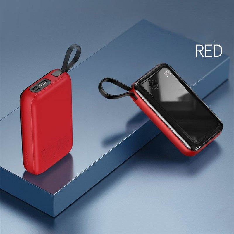 Avelena | 10000mAh Powerbank mit integriertem Kabel & 3 Ausgängen, für Telefon & Tablet