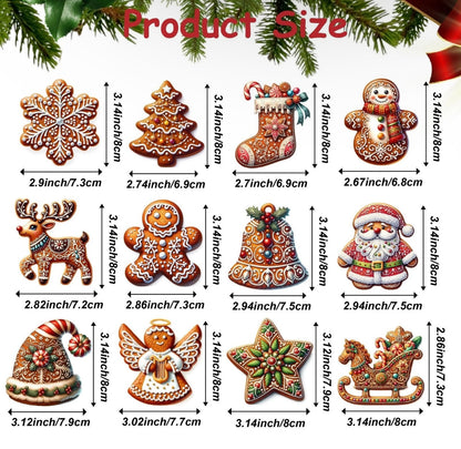 Avelena | 12er Set Holz Lebkuchenbaum Dekorationen