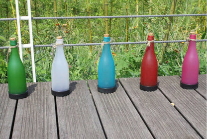 Avelena | 5 Stück Solar Weinflasche Licht Außen Deko Plastik LED Hängeleuchte