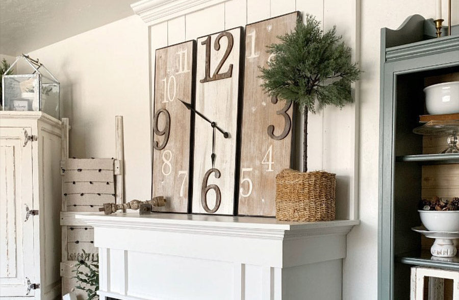 Avelena | Drei-Panel Holz-Wanduhr