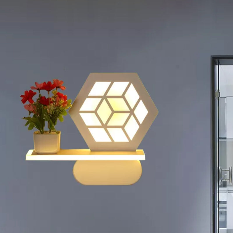 Avelena | Zeitgenössische Weiße Wandleuchte mit Regal Acryl Wandleuchte für Büro Lernzimmer