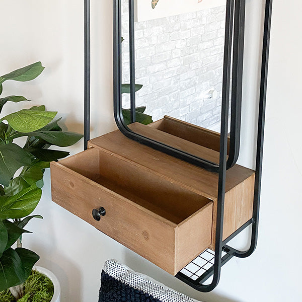 Avelena | 3-In-1 Industrielles Wandspiegel mit Stauraum
