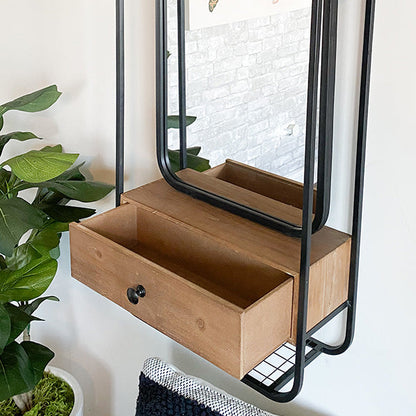 Avelena | 3-In-1 Industrielles Wandspiegel mit Stauraum