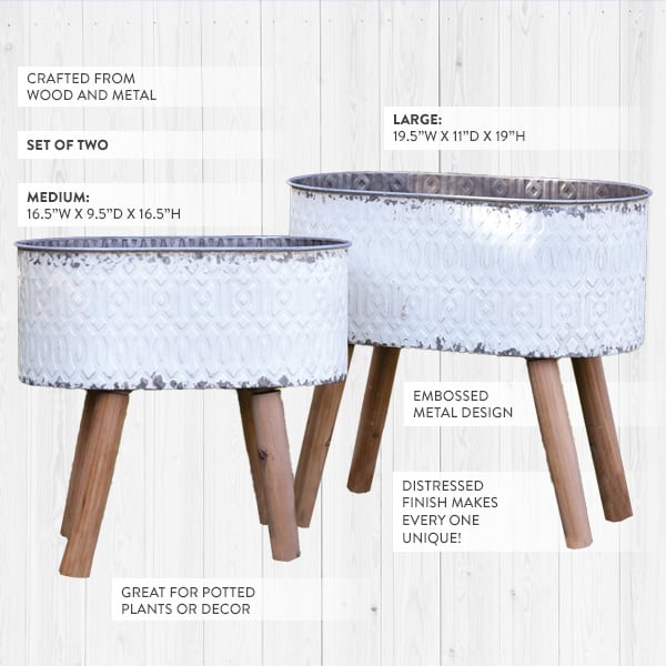 Avelena | Metallbeschichtete Schalen mit Holzbeinen, Set mit 2