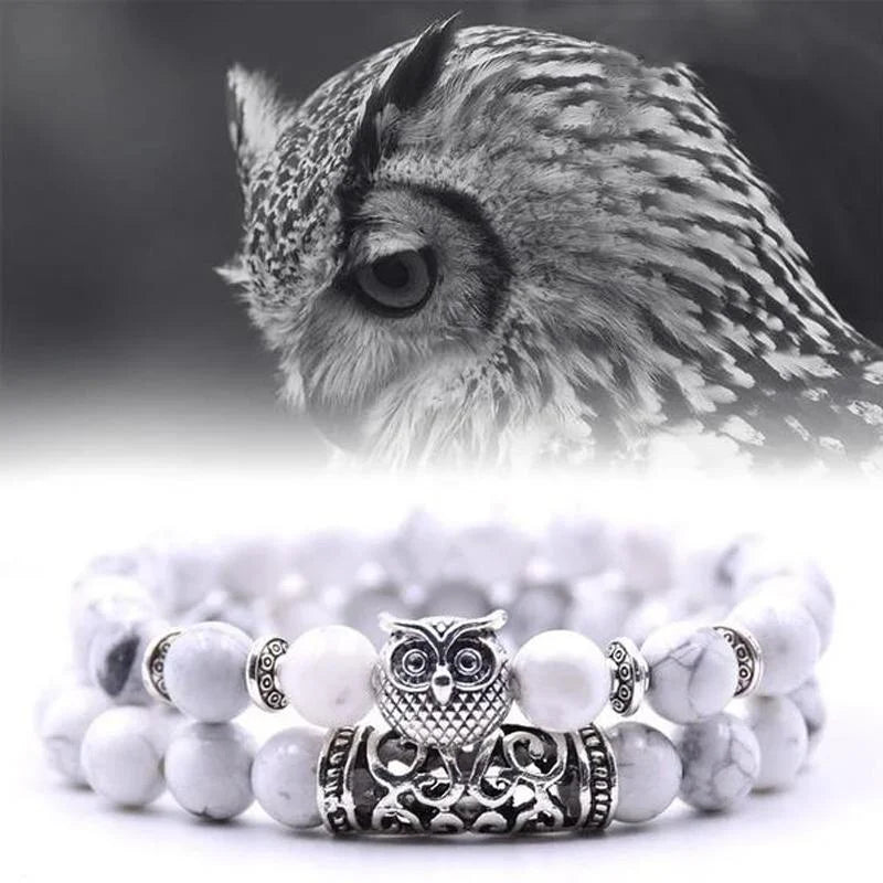 Avelena | Eule Charme Naturstein Armband