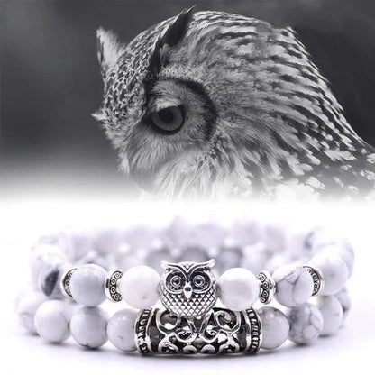 Avelena | Eule Charme Naturstein Armband