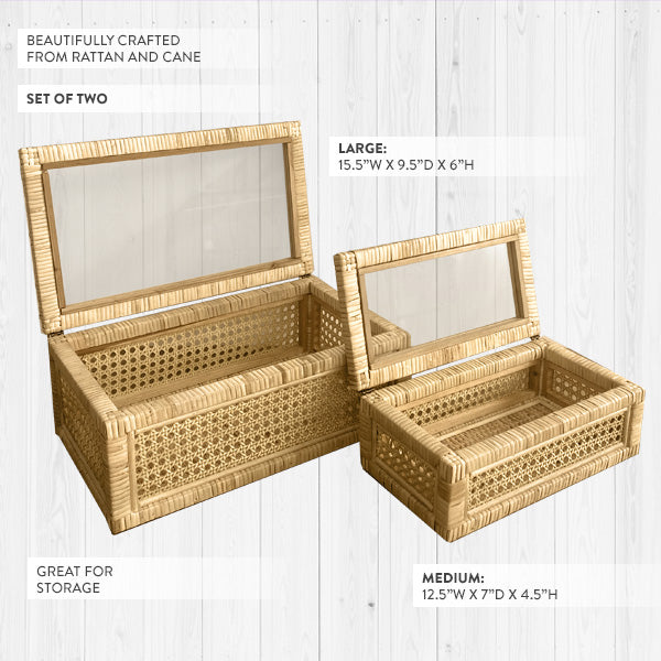 Avelena | Rattan und Cane-Truhen, Set aus 2