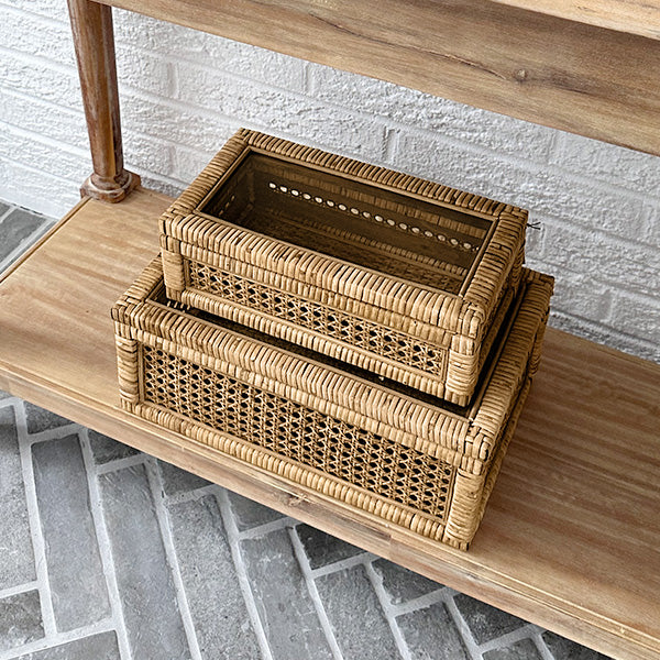 Avelena | Rattan und Cane-Truhen, Set aus 2